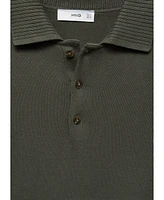 Mango Men's Long-Sleeved Cotton Jersey Polo Shirt