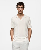 Mango Men's Ribbed Knit Polo Shirt