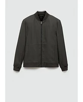 Mango Men's Leather-Effect Bomber Jacket