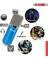 5 Core Recording Microphone Podcast Bundle • Professional Condenser Cardioid Mic Kit • w Desk Stand - Rm 7 Blu