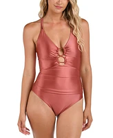 La Blanca Women's Earth Goddess Lace-Up One-Piece Swimsuit