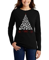 La Pop Art Women's Paw Christmas Tree Long Sleeve T-Shirt