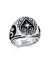 Bling Jewelry Large Good Luck Black Ace Of Spade Ring .925 Sterling Silver