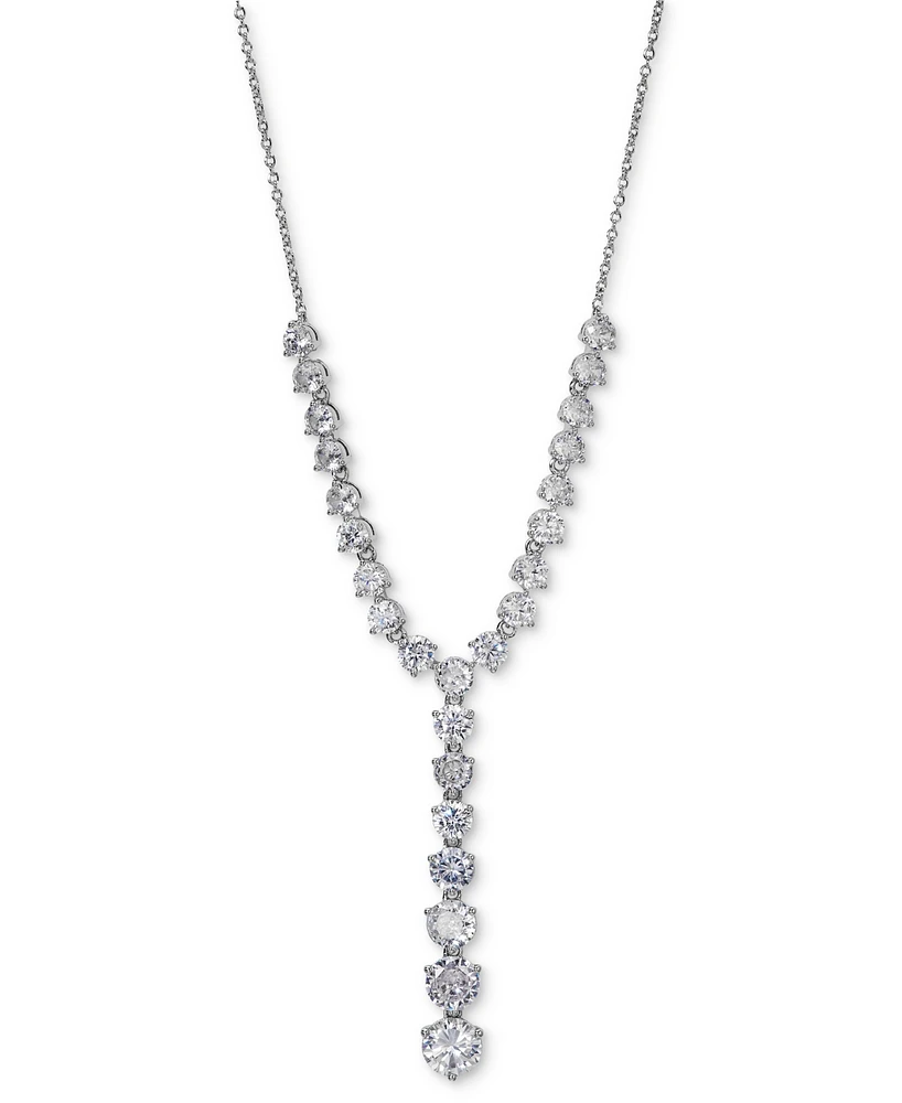 Eliot Danori Silver-Tone Graduated Round Cubic Zirconia Lariat Necklace, 16" + 2" extender, Created for Macy's