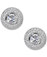 Eliot Danori Silver-Tone Cubic Zirconia Circle Stud Earrings, Created for Macy's