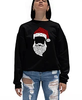 La Pop Art Women's Feliz Navidad Santa Claus Word Crewneck Sweatshirt