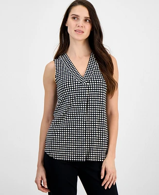 Anne Klein Women's Printed Sleeveless V-Neck Shell Top