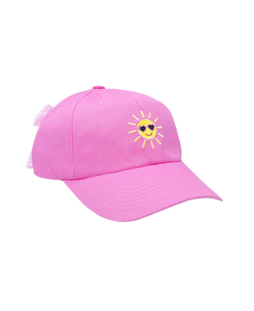 Bits & Bows Girls Girls Sunshine Bow Baseball Hat in Magenta