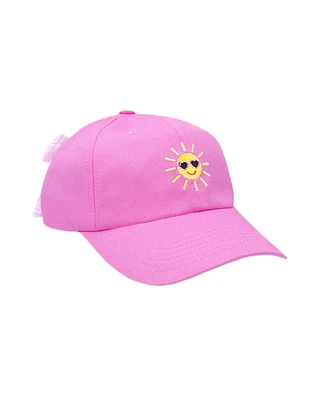 Bits & Bows Girls Girls Sunshine Bow Baseball Hat in Magenta