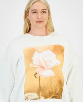 Grayson Threads, The Label Trendy Plus Rose Graphic Sweatshirt