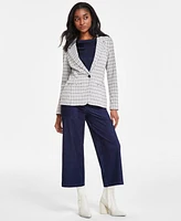 Liverpool Los Angeles Women's Check Fitted Notch-Collar Blazer