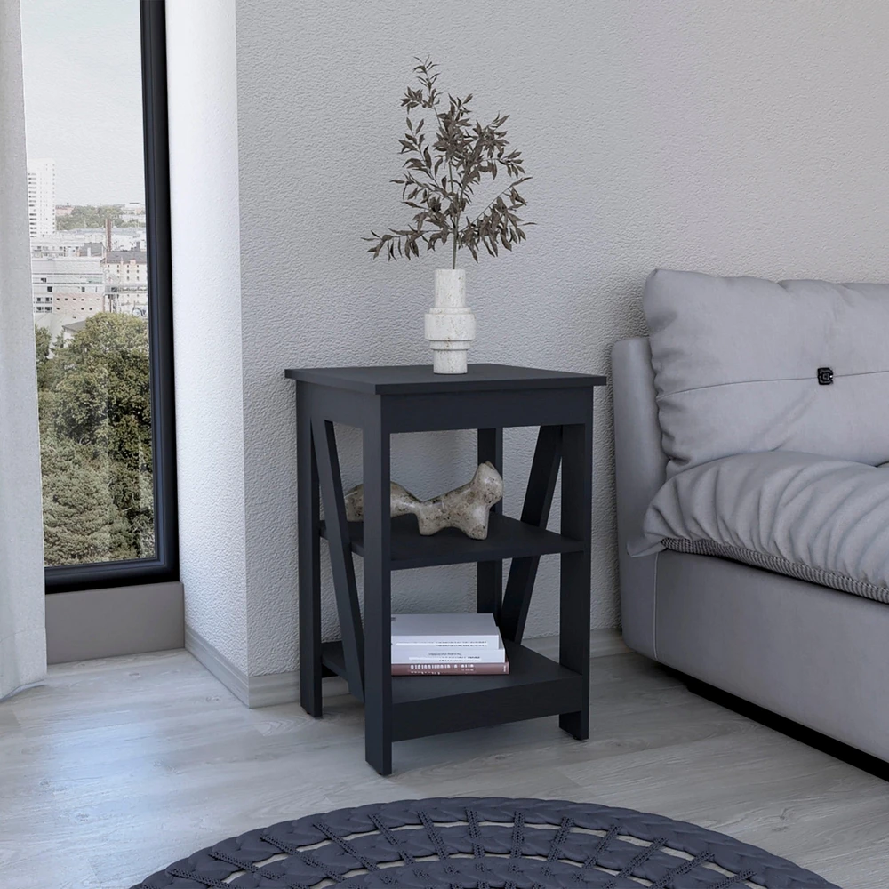 Ross 3-Tier End Table/Nightstand, Side Table for Small Space