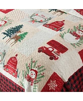 MarCielo 3 Pc Velvet Quilted Oversized Christmas Quilt Set King