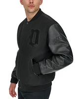 Dockers Men's Mixed-Media Varsity D Bomber Jacket