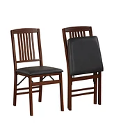 Gymax Folding Dining Chairs Set of 2 w/Padded Seat Rubber Wood Frame for Dining Room