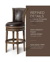 Maven Lane Pullman Bar Stool in Walnut Finish with Marksman Saddle Leather