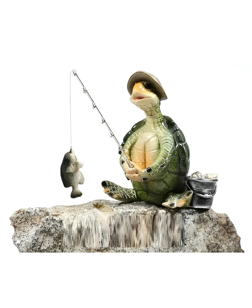 Fc Design 6.5"W Sea Turtle Fishing with Hat Figurine Decoration Home Decor Perfect Gift for House Warming