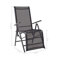 vidaXL Reclining Deck Chair Aluminum and Textilene Black