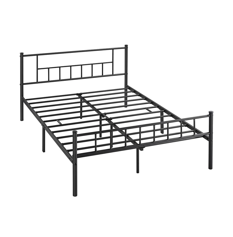 Yaheetech Full Size Basic Metal Bed Frame with Headboard and Footboard Mattress Foundation Easy Assembly Slatted Bed Base Black