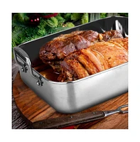 NutriChef 14" Roaster With Polished Rack And Wire Handle