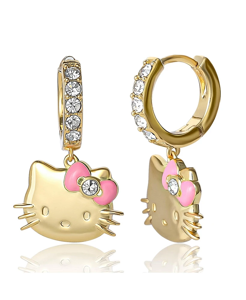 Hello Kitty Sanrio Pave Charm Hoop Earrings