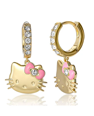 Hello Kitty Sanrio Pave Charm Hoop Earrings