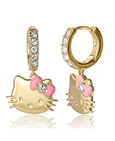 Hello Kitty Sanrio Pave Charm Hoop Earrings