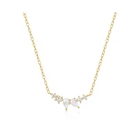 Hollywood Sensation 18K Gold Plated Sterling Silver Necklace with Pear and Round Cut Cubic Zirconia