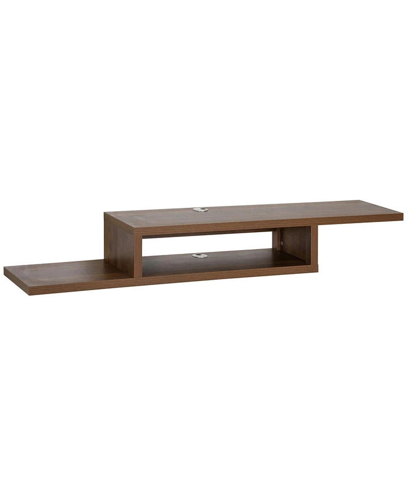 Homcom Wall Mount Media Console, Floating Stand, Entertainment Center Unit, Walnut