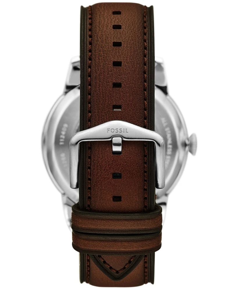 Fossil Men's Townsman Automatic Brown Leather Watch, 44mm