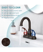 Slickblue Oil Rubbed Bronze Bathroom Faucet with 2-Handle and 360-Degree Rotating Spout Stylish and Functional