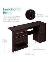 Best Choice Products Large Portable Multipurpose Folding Sewing Table w/ Magnetic Doors, Craft Storage