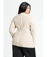 Eloquii Women's Stitch Detail Sweater