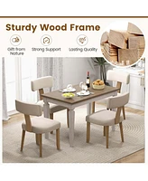 Set of 4 Armless Dining Chairs with Curved Backrests & Padded Seat Cushions