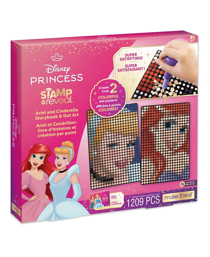 Make It Real Disney Stamp to Reveal Ariel & Cinderella Storybook Dot Art