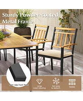 Costway Patio Dining Chairs Set of Metal Outdoor Chairs with Removable Padded Cushions