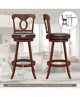Set of 2 Bar Stools 30'' Swivel Bar Height Chairs with Footrest for Kitchen Pub