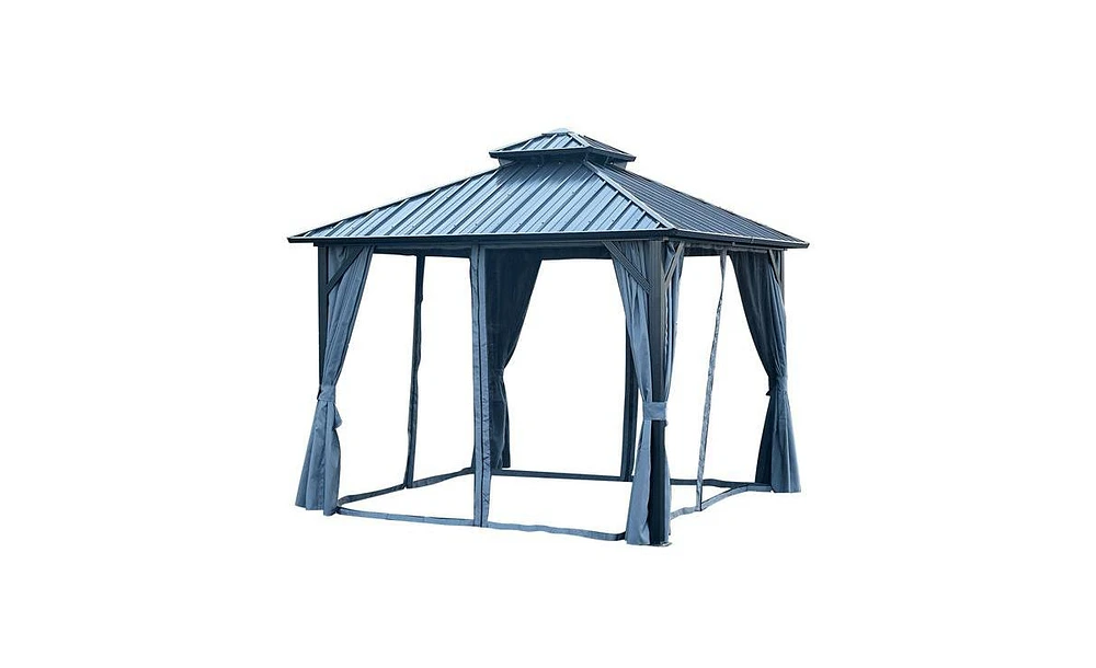 Slickblue Patio Gazebo – Durable Aluminum Frame with Steel Canopy, Permanent Hardtop Gazebo for Outdoor Use in Garden, Backyard