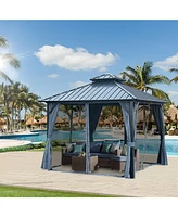 Slickblue Patio Gazebo – Durable Aluminum Frame with Steel Canopy, Permanent Hardtop Gazebo for Outdoor Use in Garden, Backyard