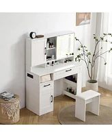 Slickblue Vanity Table with Large Sliding Lighted Mirror and 2 Drawers for Elegant Dressing Solutions