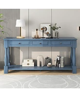 Slickblue 63'' Long Console Table with Drawers and Shelf – Perfect for Entryway, Hallway, or Living Room