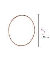 Bling Jewelry Lightweight Round Thin Endless Continuous Twist Hoop Earrings For Women Rose Gold Plated .925 Sterling Silver 1.75 Inches