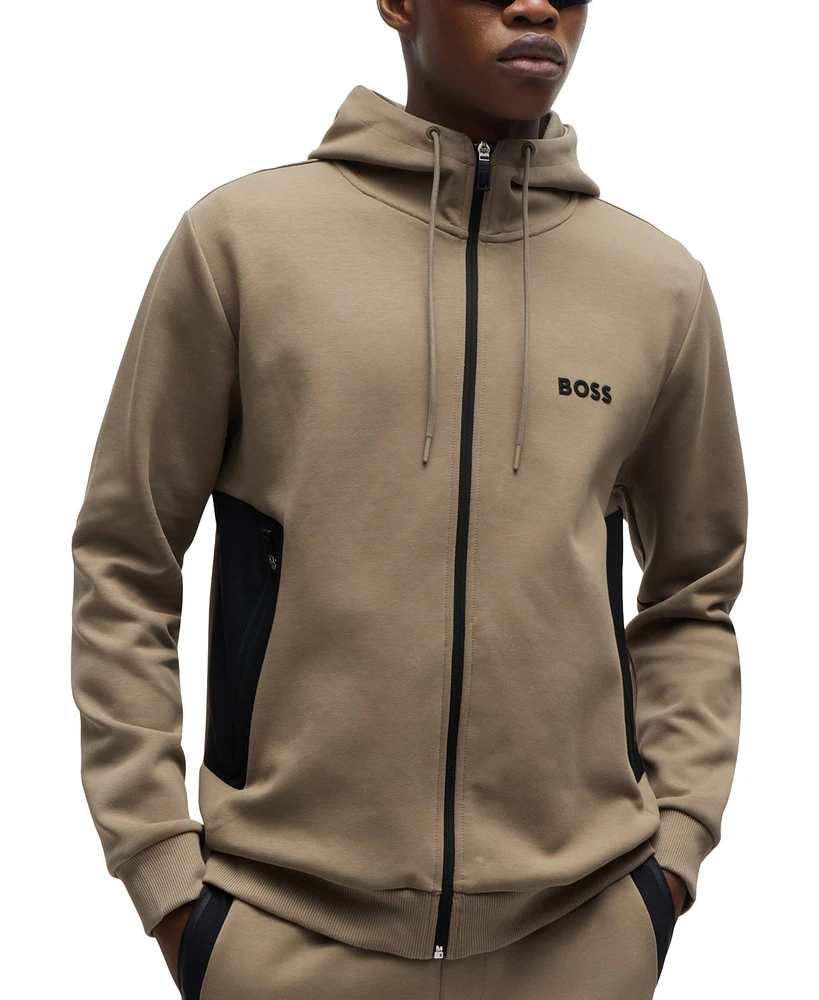 Boss by Hugo Men's 3D-Moulded Logo Zip-Up Hoodie