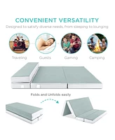 Best Choice Products 4in Thick Folding Portable Seafoam Mattress Topper w/ Carry Case