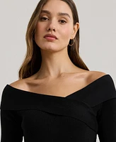 Lauren Ralph Women's Rib-Knit Off-the-Shoulder Sweater