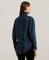 Lauren Ralph Women's Relaxed-Fit Black Watch Plaid Shirt, Regular & Petite