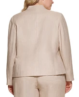 Calvin Klein Plus Open-Front Linen Blazer