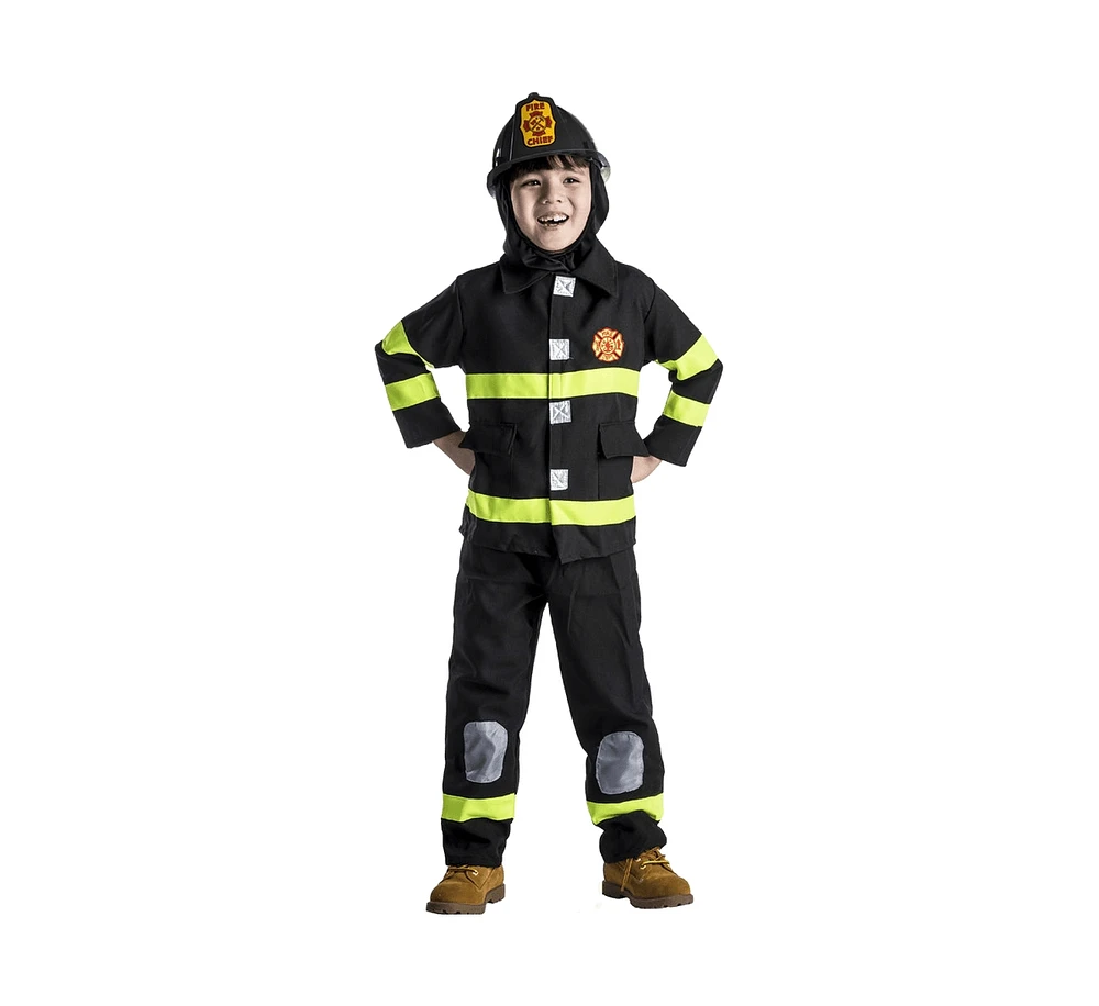 Dress Up America Firefighter Jacket, Pants & Hood Costume Set - Toddlers Girls Boys