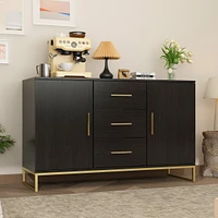 Homsee Black Storage Accent Cabinets with 3-Drawers and 2-Cabinets
