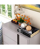 Homsee Gray Wooden End Table with 5-Drawers and Black Decor
